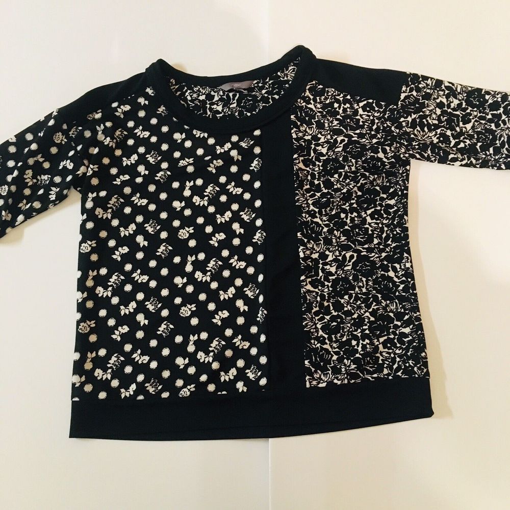 Next Women’s Black White Print Blouse  Work Top Size UK 12 US 8*